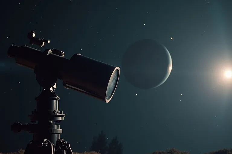 Astronomisk observationsscen med fokus på ett avlägset planetsystem