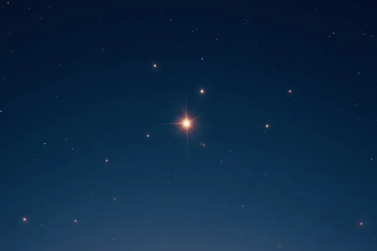 Stjärnhimmel med en tydlig ljus stjärna och svagt lysande grannstjärnor