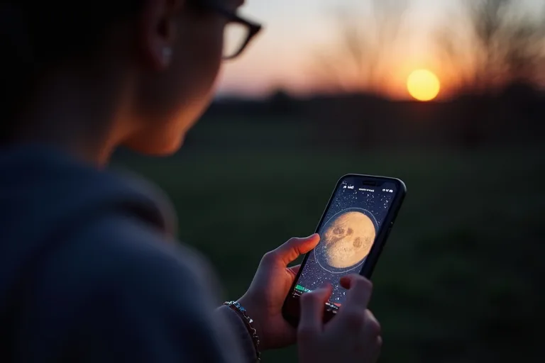 En mobil med planetapp bredvid enkla hjälpmedel för stjärnskådning