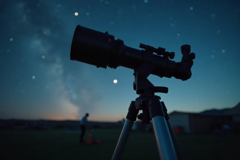 Nybörjarvänlig EQ-montage med stativ och motvikt vid en lugn observationsplats