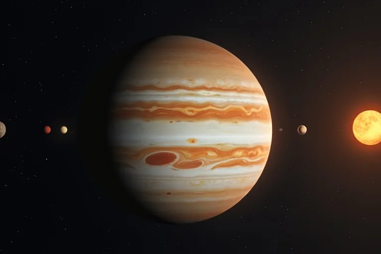 Jupiter: vanliga frågor och tydliga svar 4 Jupiter i rätt skala i relation till solen och de inre planeterna